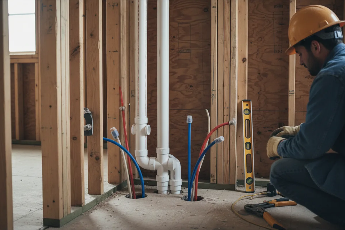Drain and supply rough-in during Drain Cleaning in Rackerby