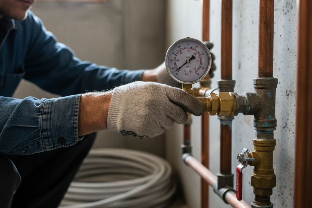 Pressure testing a repaired line during Water Line Repair in Rackerby